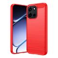 OnePlus Nord 6/Turbo 6/6V Harjattu TPU Suojakuori - Hiilikuitu - punainen