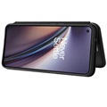 OnePlus Nord CE 5G Flip Lompakkokotelo - Hiilikuitu - Musta