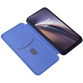 OnePlus Nord CE 5G Flip Lompakkokotelo - Hiilikuitu - Sininen