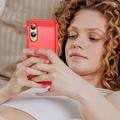 OnePlus Nord CE4 Lite/Oppo K12x Harjattu TPU Suojakuori - Hiilikuitu - Punainen