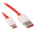 OnePlus USB C-Tyypin Kaapeli - Punainen / Valkoinen