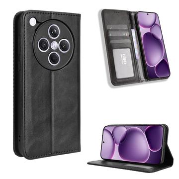 Oppo Find X8s+ Retro Lompakkokotelo Magneettisella Sulkijalla - Musta
