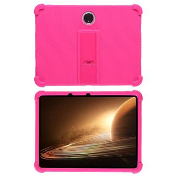Oppo Pad 2 Silikoni kotelo potkukiinnikkeellä - Kuuma Pinkki