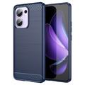 Oppo Reno13 F Harjattu TPU Suojakuori - Hiilikuitu - Sininen