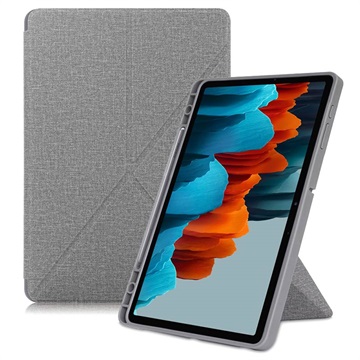 Origami Stand Samsung Galaxy Tab S7+/S8+ Suojakotelo - Harmaa