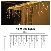 Ulkona käytettävät aurinko LED-valojohdot kaukosäätimellä ja ajastimella - 300 LEDiä, 10m - Lämmin Valkoinen