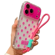 iPhone 17 Pro Max PC / TPU suojakuori, jossa on linssikalvo ja hihna - Polka Dot - Hot Pinkki
