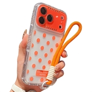 iPhone 17 Pro Max PC / TPU suojakuori, jossa on linssikalvo ja hihna - Polka Dot - Oranssi