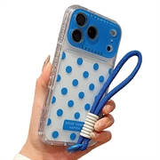 iPhone 17 Pro/18 Pro PC / TPU suojakuori, jossa on linssikalvo ja hihna - Polka Dot - Sininen