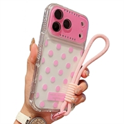 iPhone 17 Pro PC / TPU suojakuori, jossa on linssikalvo ja hihna - Polka Dot - Pinkki