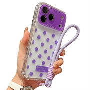 iPhone 17 Pro PC / TPU suojakuori, jossa on linssikalvo ja hihna - Polka Dot - Violetti