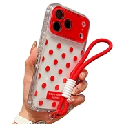 iPhone 17 Pro PC / TPU suojakuori, jossa on linssikalvo ja hihna - Polka Dot - punainen