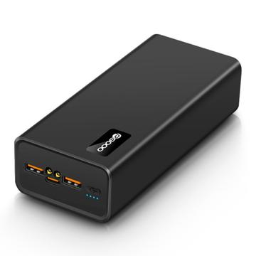 PSOOO M16 65W USB-C/USB-A Power Bank 30000mAh LED-valoilla - Musta