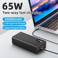 PSOOO M16 65W USB-C/USB-A Power Bank 30000mAh LED-valoilla - Musta