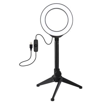 PULUZ 4.7" 12cm rengasvalo + työpöydän jalusta Selfie Stick Mount USB Valkoinen valo LED rengas Vlogging valokuvaus videovalot sarjat
