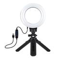 PULUZ PKT3058B 4.7" 12cm USB 3 Modes himmennettävä Vlogging-valokuvaus Valokuvaus Video LED rengasvalot + kolmijalka-asennussarja