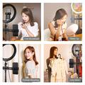 PULUZ PKT3066B 10.2" LED Selfie Ring Light Matkapuhelin Clamp Tripod jalusta YouTube Blogger Videokuvaus