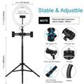 PULUZ PKT3066B 10.2" LED Selfie Ring Light Matkapuhelin Clamp Tripod jalusta YouTube Blogger Videokuvaus