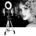 PULUZ Tripod Mount + Live Broadcast Dual Phone Bracket + 6.2" 16cm LED Ring Vlogging Video Light Kitit