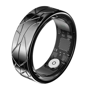 PX02 Crack Design Monitoiminen Smart Ring jossa on valokuvaohjaus - Koko: 20.7mm - Musta