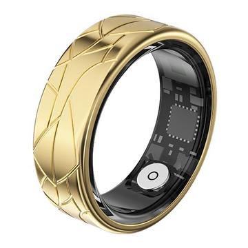 PX02 Crack Design Monitoiminen Smart Ring jossa on valokuvaohjaus - Koko: 20.7mm - kultainen