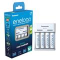 Panasonic Eneloop BQ-CC61 USB-akkulaturi w/ 4x AA-paristot ja 4x AA-akut