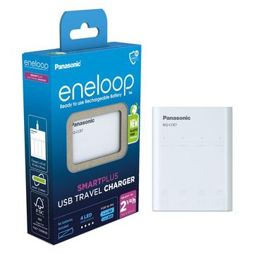 Panasonic Eneloop BQ-CC87 SmartPlus USB-akkulaturi, jossa on tehopankkitoiminto - 4x AAA/AA