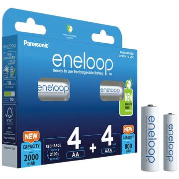 Panasonic Eneloop Mix BK-KJMCDE44E 8BE ladattavat AA/AAA-paristot - 2000mAh/800mAh - 8 kpl.