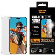 iPhone 18 Pro Max PanzerGlass Anti-Reflective Armor jossa FastFit In-A-Box Panssarilasi - 9H - musta reuna