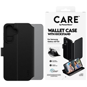Samsung Galaxy A57 PanzerGlass Care Feature lompakkokotelo, jossa on potkukiinnike - musta