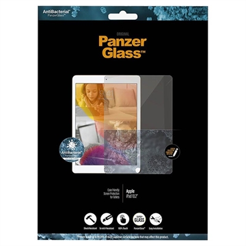 iPad 10.2 2019/2020/2021 PanzerGlass AntiBacterial Panssarilasi - 9H - Case Friendly - Musta Reuna