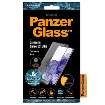 PanzerGlass CF Antibacterial Samsung Galaxy S21 Ultra 5G Panssarilasi - 9H - Musta