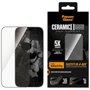 iPhone 17 Pro/18 Pro PanzerGlass Ceramic II Ultra-Wide Fit jossa FastFit In-A-Box Panssarilasi - 9H - mustat reunat