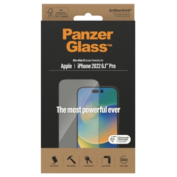 PanzerGlass Ultra-Wide Fit iPhone 14 Pro Panssarilasi - 9H - Musta