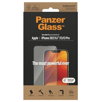 PanzerGlass Ultra-Wide Fit iPhone 13/13 Pro/14 Panssarilasi - 9H - Musta