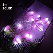 Vaaleanpunaiset LED-valonjohdot sydämillä - 3m