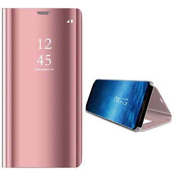 Samsung Galaxy S9 Luxury Mirror View Lompakkokotelo - Ruusukulta