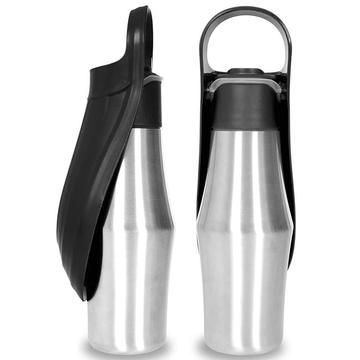 Kannettava ruostumattomasta teräksestä valmistettu koiran vesipullo - 750ml - musta