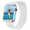 Apple Watch Series 7/SE/6/5/4/3/2/1 Premium Nahkaranneke - 45mm/44mm/42mm - Valkoinen