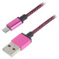 Ensiluokkainen USB 2.0 / MicroUSB - Kaapeli - 3m - Kuuma Pinkki