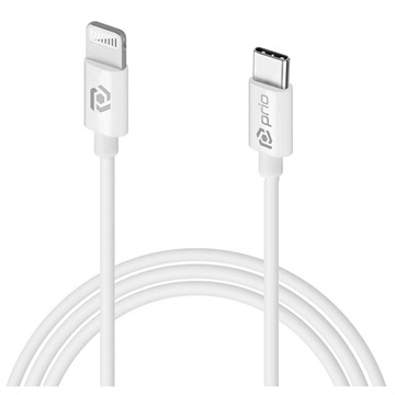 Prio Charge&Sync MFI USB-C / Lightning Kaapeli - 1m - Valkoinen