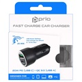 Prio Fast Charge Autolaturi - USB-C, USB-A - Musta