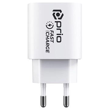 Prio Fast Charge USB-C Seinälaturi - 20W - Valkoinen