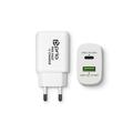 Prio PWC-1204 nopea seinälaturi - 25W PD USB-C, 18W QC3.0 USB-A - Valkoinen