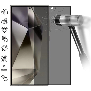 Samsung Galaxy S25 Ultra Yksityisyys karkaistu lasi näytönsuoja - Tuki sormenjäljen lukituksen avaamiselle - Musta reuna