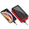 Psooo PS-400 Aurinko Varavirtalähde - 4xUSB-A, 30000mAh - Punainen