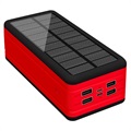 Psooo PS-400 Aurinko Varavirtalähde - 4xUSB-A, 50000mAh - Punainen