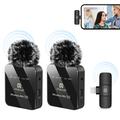 Puluz PU647B -kaksikanavainen langaton lavalier-mikrofoni Lightning-vastaanottimella - 2 kpl - musta