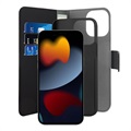 Puro 2-in-1 iPhone 13 Pro Magneettinen Lompakkokotelo - Musta