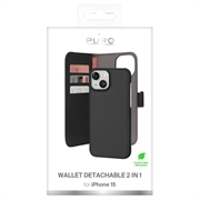 iPhone 15 Puro 2-in-1 Magneettinen Lompakkokotelo - Musta